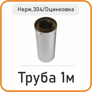 Труба сендвіч 1м (нержавійка 304/оцинковка)
